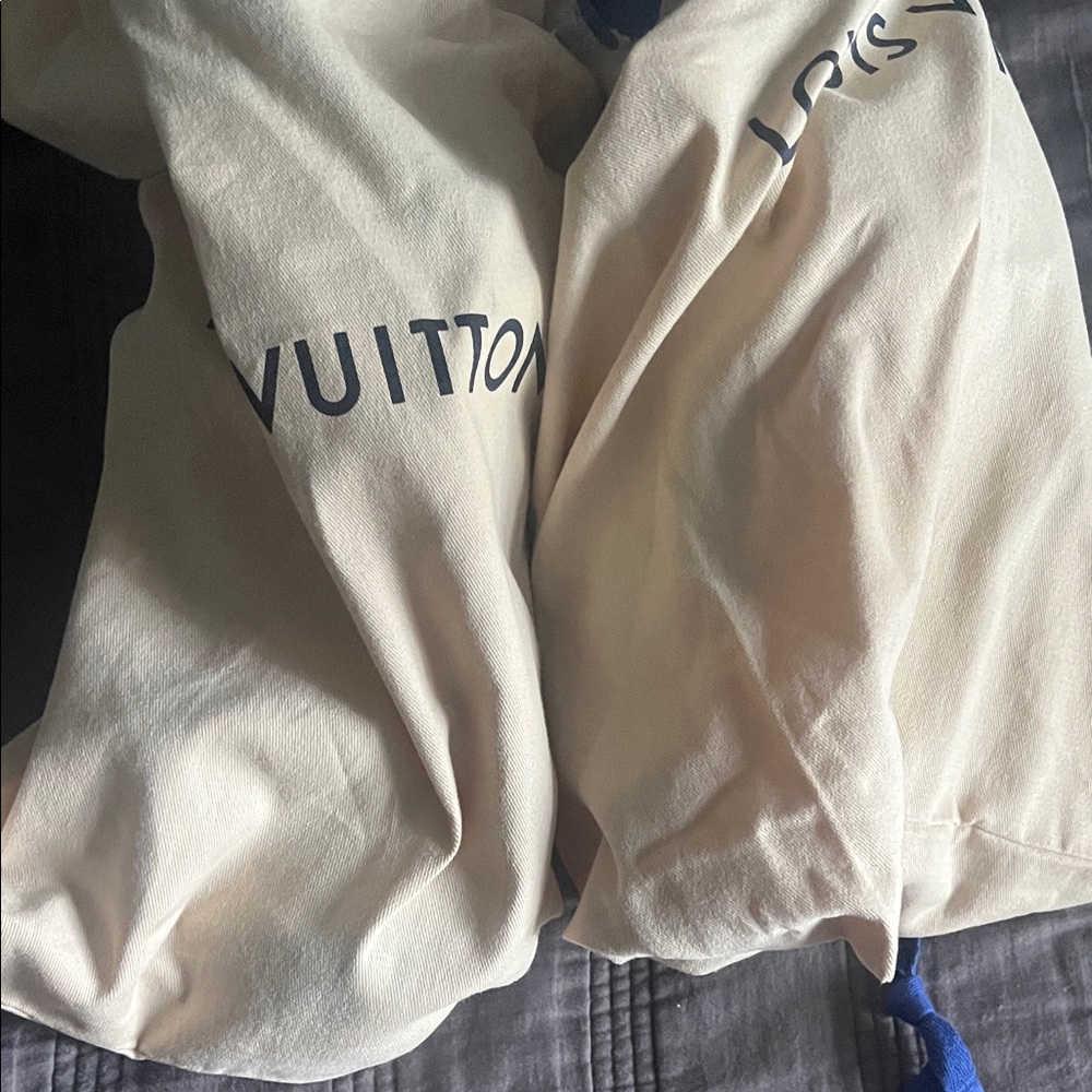 Louis Vuitton Men Beige Bottoms with Blue Accents
